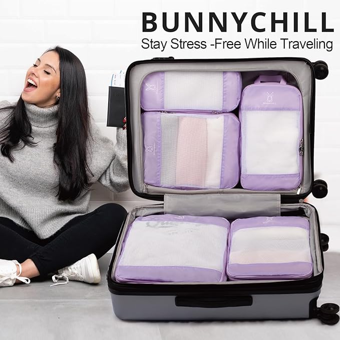 Expandable Compression Packing Cubes for Suitcases,6 Set Lightweight Compressible Travel Packing Organizer for Carry on Suitcase,Organizer Bags Set as Travel Essentials for Women-NeatNest