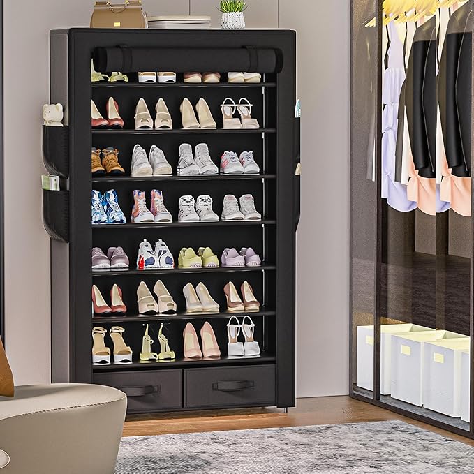 Tall Shoe Rack Dustproof Cabinet Large Capacity 8 Tier Shoe Organizer,32-40 Pairs of Shoes-NeatNest
