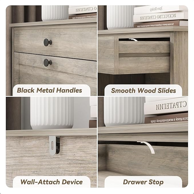 Shoe Cabinet with 2 Flip Drawers, Narrow Freestanding Shoe Storage Organizer, Slim Wooden Hidden Shoe Rack for Front Door Entrance, Closet, Hallway, Living Room, Rustic Gray-NeatNest