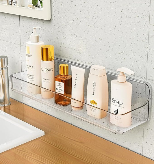 Shower shelves, Adhesive Clear Acrylic Bathroom Shower caddy Organizer, Transparent No Drilling Wall Mount Bathroom Storage-NeatNest