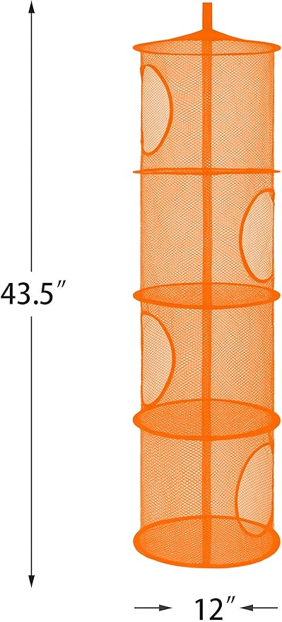 coastal rose 2Pcs Stuffed Animal Storage Foldable Stuffed Animal Net or Hammock Organizer, 4 Compartments Hanging Mesh Toy Storage Hammock Fall Decorations for Home-NeatNest