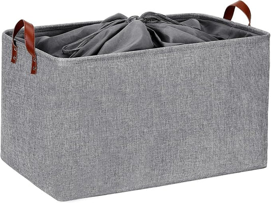 DULLEMELO Extra Large Grey Basket for Organizing, Collapsible Fabric Storage Basket with Handles, 70L Oversized Storage Bin, Large Closet Toys Blanket Organizer for Living Room, Laundry, Nursery-NeatNest