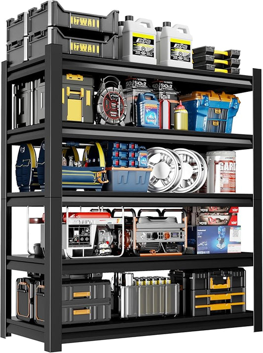 39" W Garage Shelving,5-Tier Heavy Duty Shelving Unit,3000LBS Adjustable Metal Storage Shelves,Storage Rack Units for Industrie,Shed,Warehouse,Basement,Black,39" W x 18" D x 72" H-NeatNest