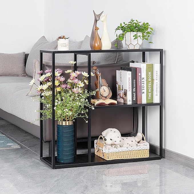 HDANI Console Table, Narrow Entryway Table, 3 Tier Metal Hallway Table, 9.8''Dx31.5''Wx29.7''H(Black)-NeatNest