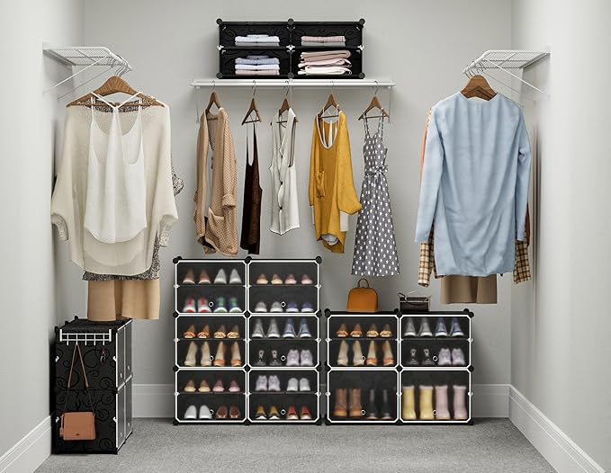 HOMIDEC Shoe Rack Organizer, 6 Tier Storage Cabinet 24 Pair Plastic Shoe Shelves for Closet Hallway Bedroom Entryway-NeatNest