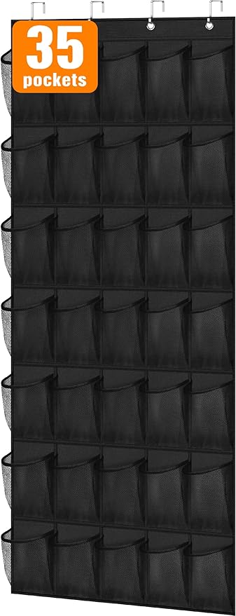 MISSLO 35 Large Pockets Over the Door Shoe Rack for Door Sturdy Oxford Over the Door Shoe Organizer Closet Hanging Shoe Holder Hanger-NeatNest
