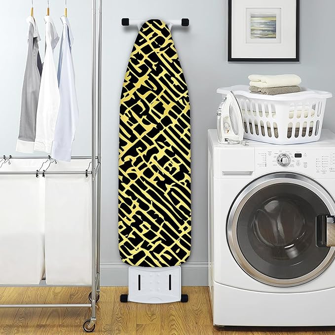 Extra Thick Ironing Board Cover and Pad, Yellow Modern Geometric 15x54 Ironing Board Cover, Resist Scorching and Staining,Elastic Edges,Abstract Art