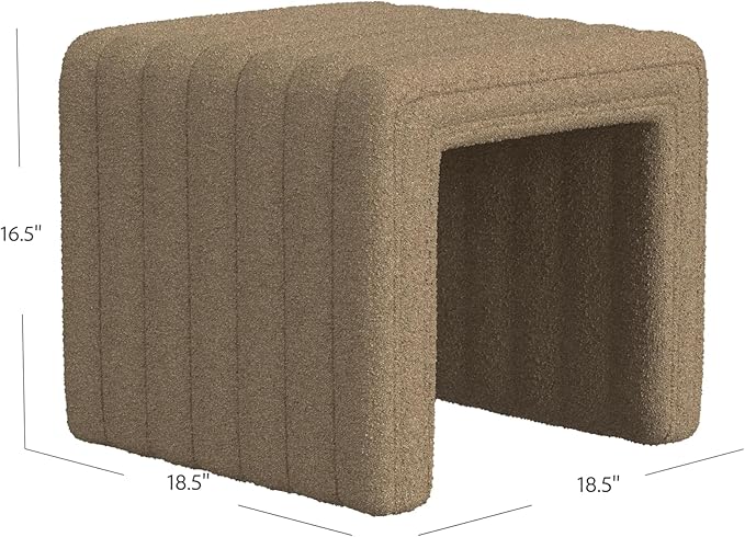 HomePop Modern Channel Tufted Ottoman Home Décor|Ottoman for Living Room & Bedroom - Brown Boucle