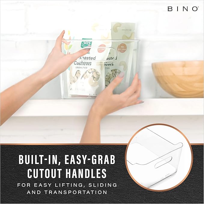 BINO | Plastic Organizer Bins, X-Large - 4 Pack | The SOHO Collection | Multi-Use Organizer Bins | Pantry & Freezer Bin | Plastic Storage Containers | Bin for Home & Kitchen Org-NeatNest