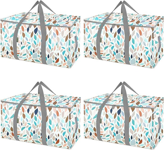 BALEINE 4-Pack Oversized Moving Bags with Reinforced Handles, Heavy-Duty Storage Tote for Clothes, Moving Supplies (Mosaic, 4-Pack)-NeatNest