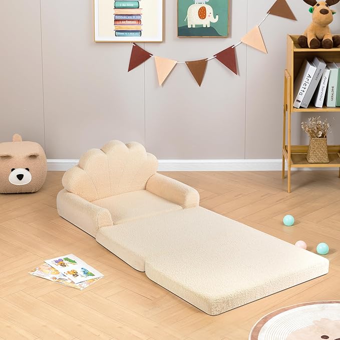 2-in-1 Kids Couch, Toddler Couch Fold Out, Comfy Toddler Chair, Convertible Kids Sofa to Lounger with Pocket and Removable Cover-NeatNest