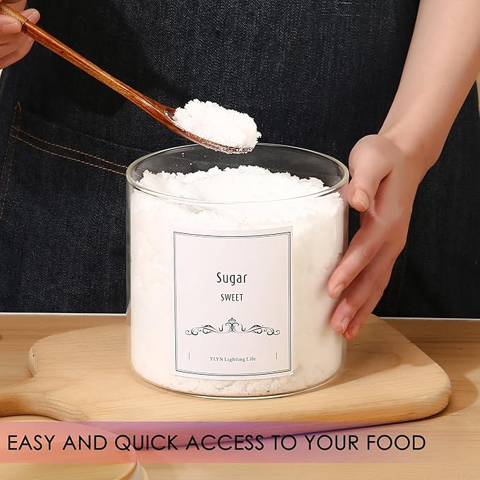 Brown Sugar Container- Cookie Jar (64oz/102oz) Set of 2-Large Glass Jar With Lid- Glass Jars Kitchen Canisters With Airtight Bamboo Lids- Food Storage Containers For Flour Sugar Cereal, Egg-NeatNest