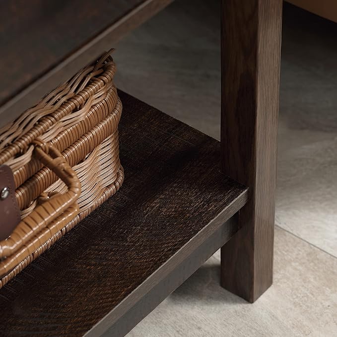 HOMCOM End Table with Drawer, Side Table with Top and Bottom Shelf for Small Spaces, Dark Brown