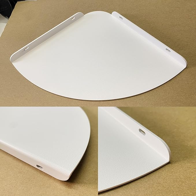 Small Wall Mounted Floating Corner Shelves 7 inch Metal Shelf Corner Shelf for Wall Storage, for Speaker, Cable Box (White)
