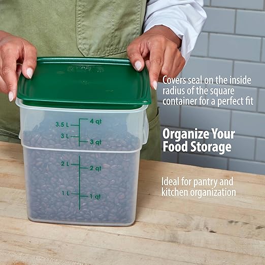 Cambro Food Storage Containers with Lids (Microwave Safe and BPA-Free) - 4 QT (Quart) Square Food Storage Container with Lid (2 Pack)-NeatNest