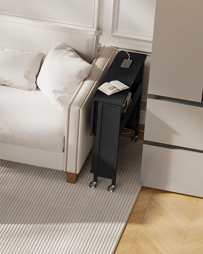 31.5" Modern Folding Computer Desk with Power Outlets, Wheels, Storage, Perfect for Small Spaces Black TDN01UBB-NeatNest