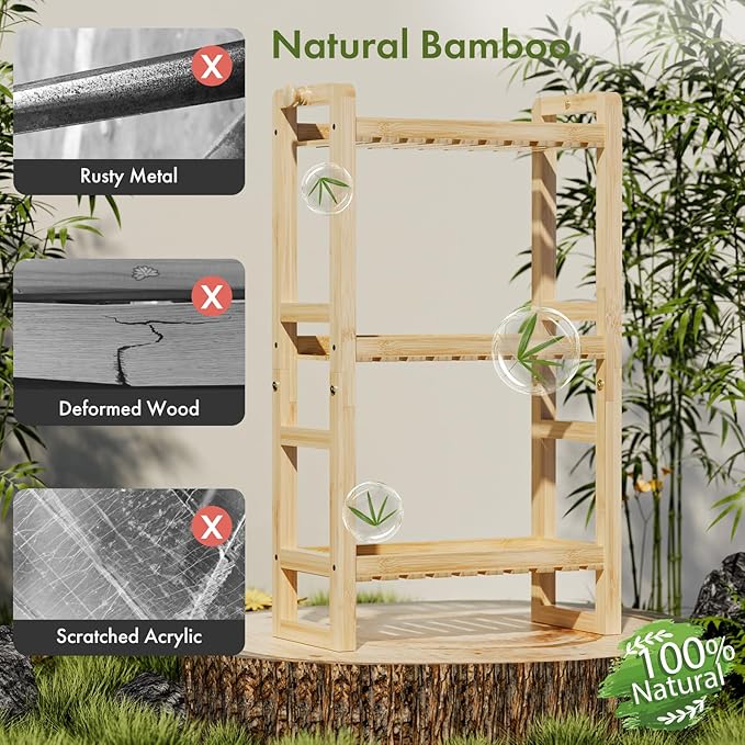 AmazerBath Bamboo Over The Toilet Storage Shelf - 3-Tier Bathroom Organizers and Storage Shelves, 2 in 1 Dual Stable Above Over Toilet Bamboo Shelf Home Storages Rack for Small Bathroom, Space Saver-NeatNest