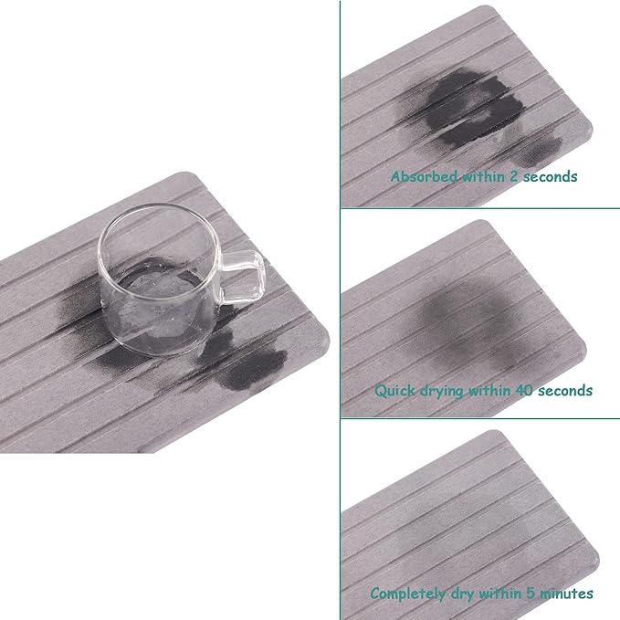 2 PCS Water Absorbent Diatomite Coasters Rectangle, Grooved Design, Water Absorbing Stone Used for Hand Soaps & Plants & toiletries in The Modern Home-NeatNest