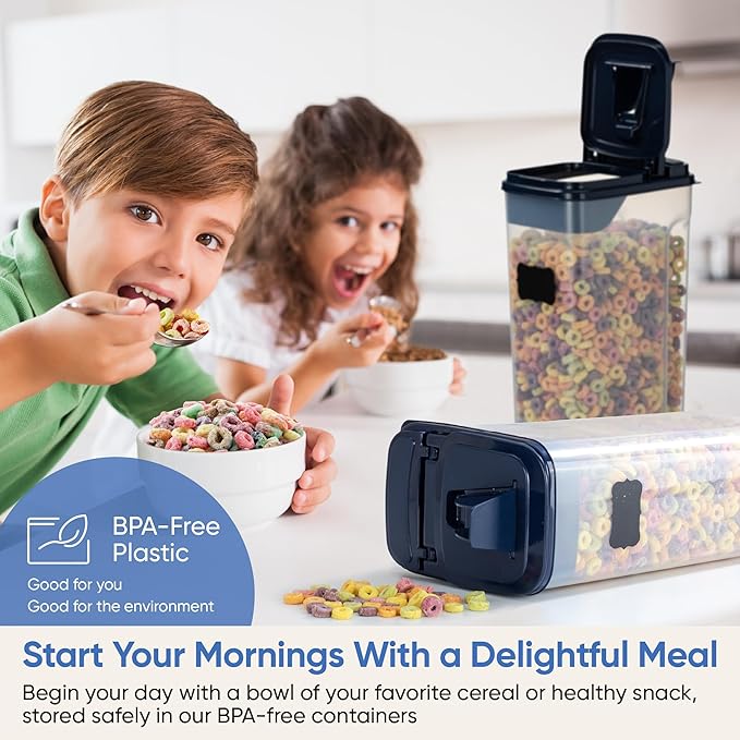 Chef's Path Airtight Food Storage Containers - Pack of 4 (4L/135.3oz) - MULTISPOUT Design for Kitchen & Pantry - BPA-Free Cereal Containers with Bigger Spout Mouth for Easy Pouring-NeatNest