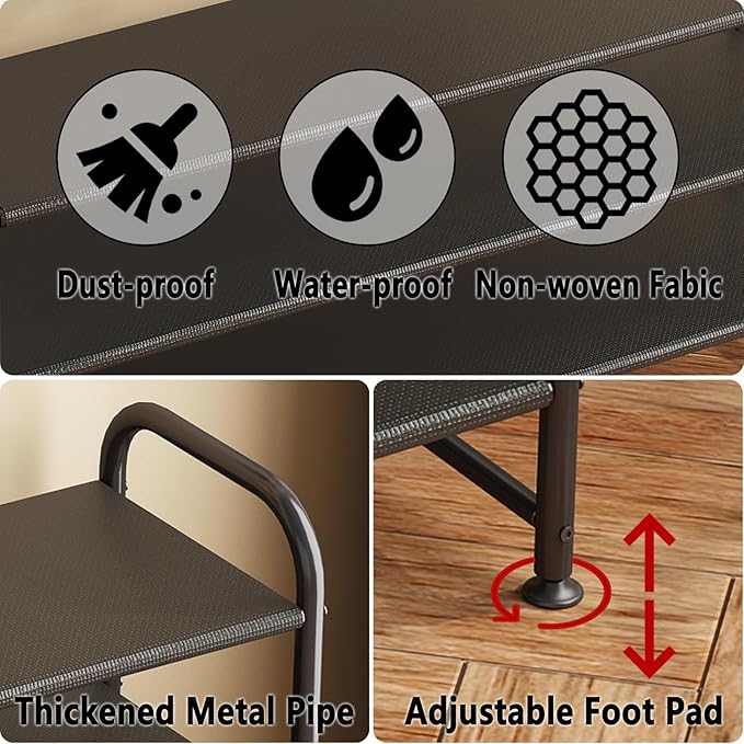 Shoe Rack 4 Tier Long Storage Organizer Wide Metal Shoe Shelf for Closet Entryway Black-NeatNest