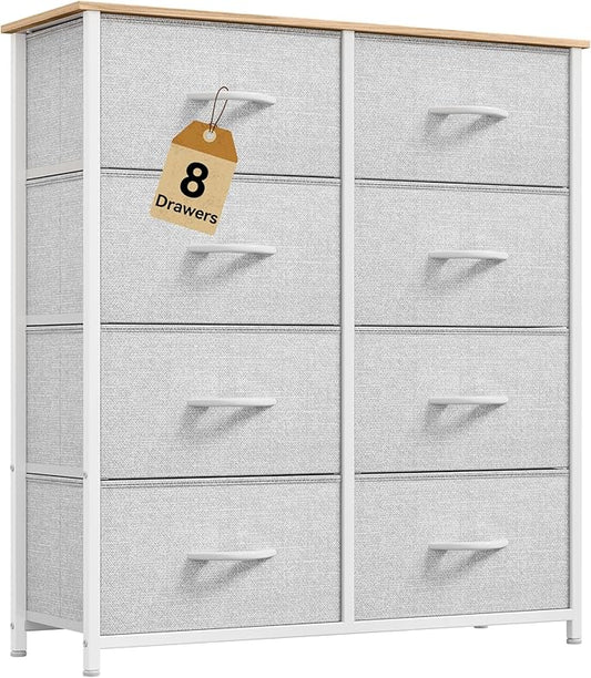 DWVO Fabric Dresser for Room, Tall Storage 8 Drawers, Black Dresser & Chest of Drawers, Storage Drawer Organizer for Closet, Living Room-NeatNest