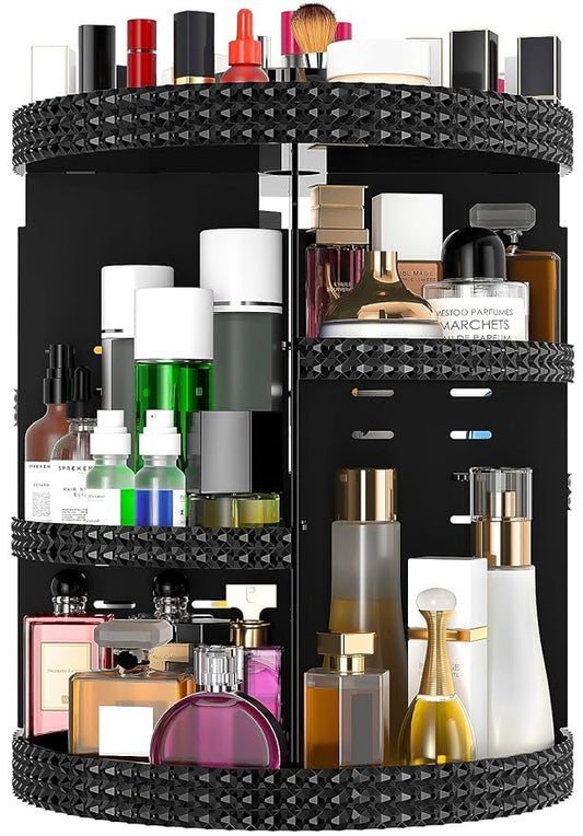 360 Degree Rotating Makeup Organizer for Vanity, Extra Large Capacity Beauty Organizer, Adjustable DIY 7 Layers Perfume Organizer, Skincare Organizers Fits AII Cosmetics and Accessories(Black)-NeatNest