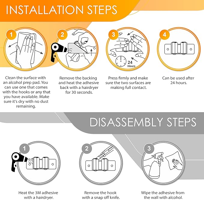 Self Adhesive Broom and Mop Holder Wall Mounted – SUS304 Stainless Steel 2-Slot Organizer with Anti-Slip Rubber Grips, 25lb Load, Adjustable for 0.6–1.4" Handles, Garage Kitchen Bathroom Use, 6 Pcs-NeatNest