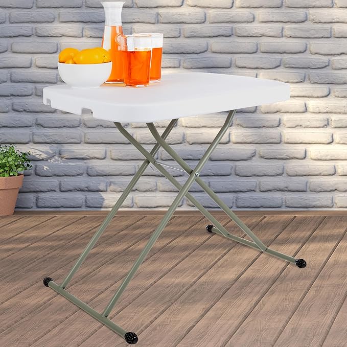 Everyday Home Folding Table - Lightweight Portable Folding Desk - Small Plastic Table for TV Tray, Playing Cards, and Craft Room (White)-NeatNest