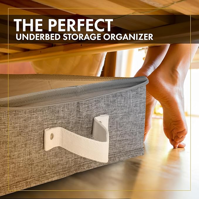 HOMELUX THEORY 1pc Under Bed Storage Containers, Bedroom Under the Bed Drawer Storage Organizer with Bins and Lids, Large Underbed Clothes Storage Box Ideal for Blanket, Fabric, & Shoes (LightGray)-NeatNest