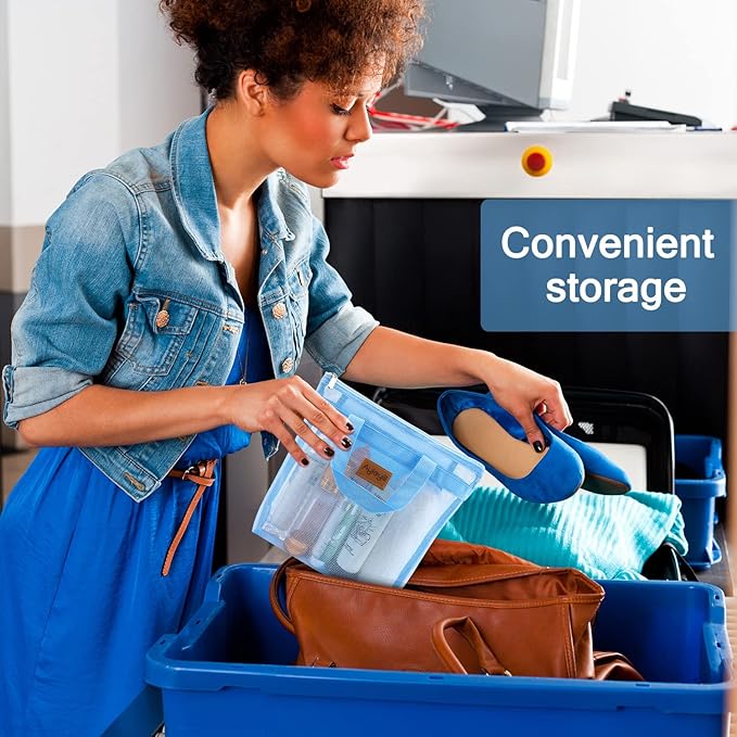 Shower Caddy Portable, Mesh Shower Caddy Tote Bag Quick Dry Hanging Toiletry and Bath Organizer for College Dorm, Gym, Beach, Travel or Camping with Zipper (A-Skyblue)-NeatNest