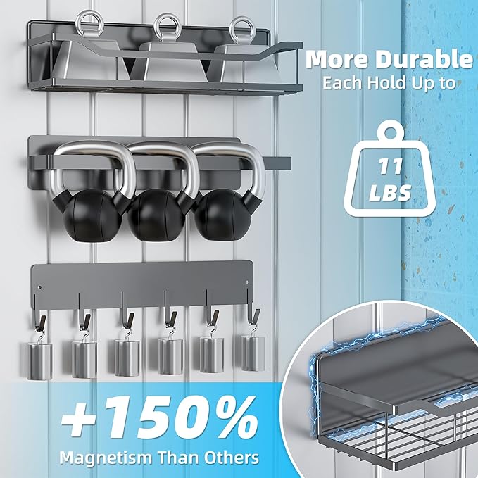 5 Pack Magnetic Shelves for Washing Machine & Refrigerator, Paper towel holder, Movable Powerful Magnetic Spice Racks with Unique Hollow Design, for Laundry Room and Kitchen Organization (Grey)