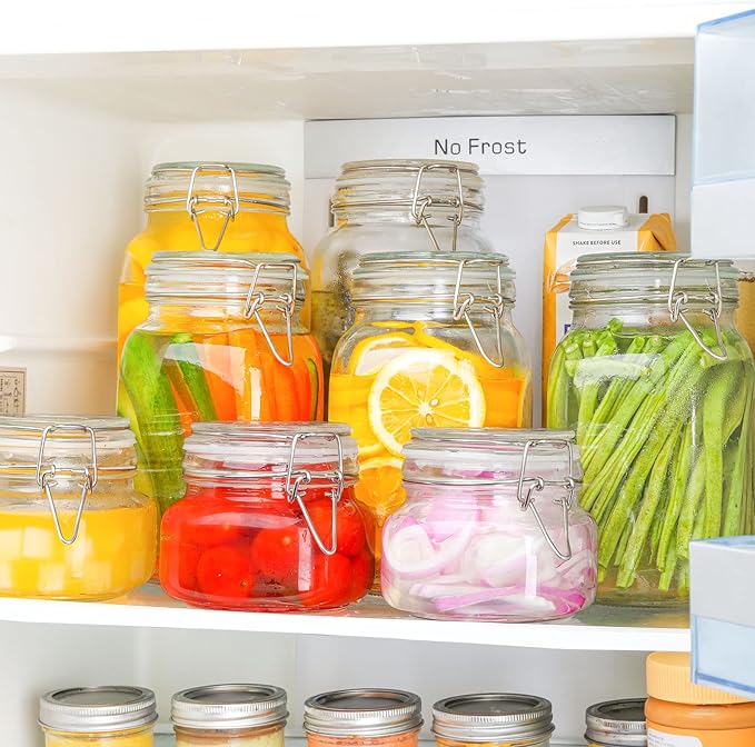 ComSaf Airtight Glass Canister Set of 3 with Lids 50oz Clear Food Storage Jars Square, Kitchen & Pantry Organization Food Storage Container for Canning, Sugar, Flour, Pasta, Candy, Cereal, Coffee-NeatNest