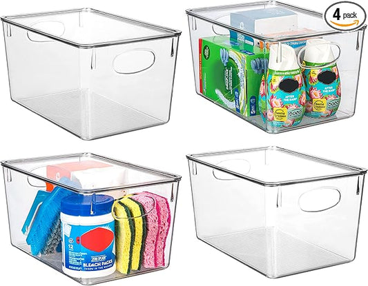 ClearSpace Plastic Storage Bins With lids, 4 Pack – Perfect Pantry Organization and Storage – Fridge Organizer, Pantry Storage Containers and Storage Bins, Cabinet Organizers-NeatNest