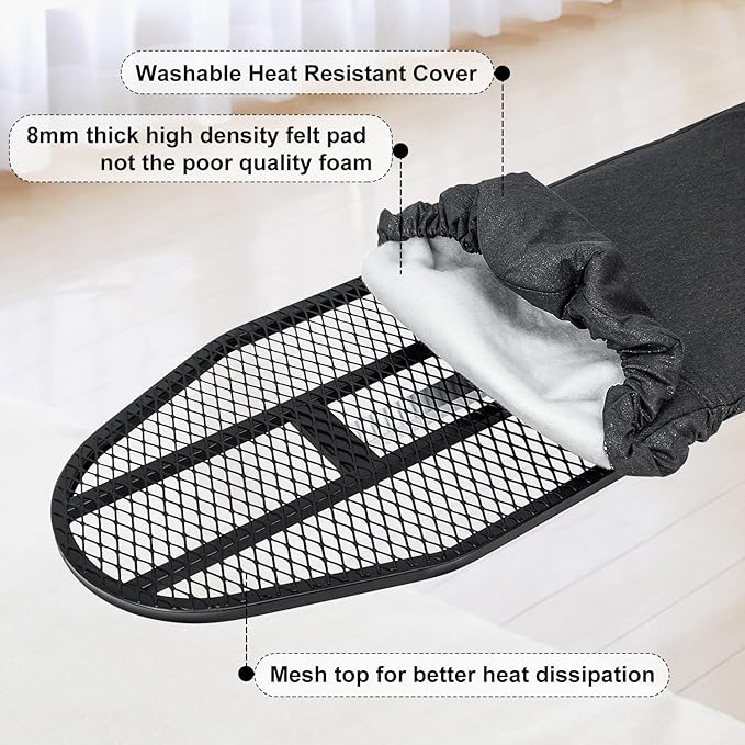 Duwee 12"×36" Wall Mounted Ironing Board with Iron Holder,Folding Ironing Board Cabinet with Heat Resistant Cover,Compact Wall Mount Fold Down Iron Board for Small Spaces