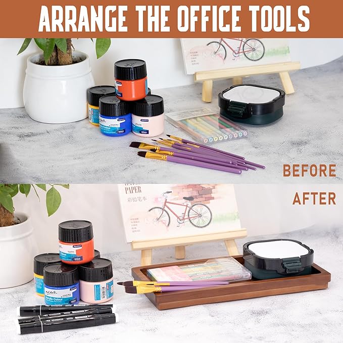 Demigo Acacia Wood Valet Tray & Catchall (11.9x6x1 inch) - Wooden Desk Organizer for Office Supplies, Keys, Wallet & Mail - Entryway & Nightstand Decor-NeatNest