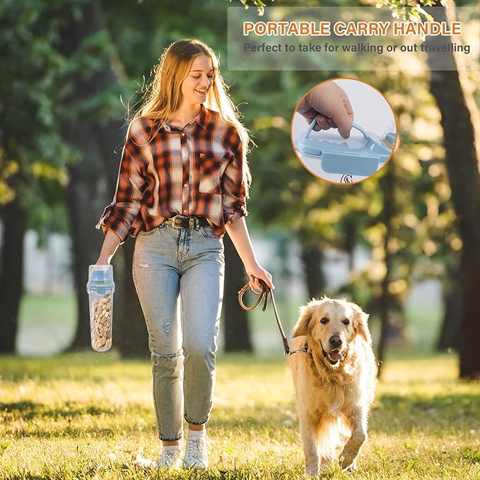 Cat Food Storage Container Airtight |3 Qt/2.8 L Clear Plastic Cat Puppy Food Treats Container with Measuring Cup|Hold up to 3.8lbs Pet Food|Portable Food Containers for Travel|BPA Free-Blue-NeatNest