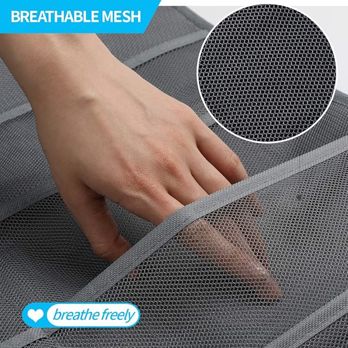 Enlarged Closet Hanging Bra Organizer with Rotating Metal Hanger, Dual Sided Wall Shelf Wardrobe Mesh Pockets Hanging Storage Bag for Bra Socks Underwear Underpants-NeatNest