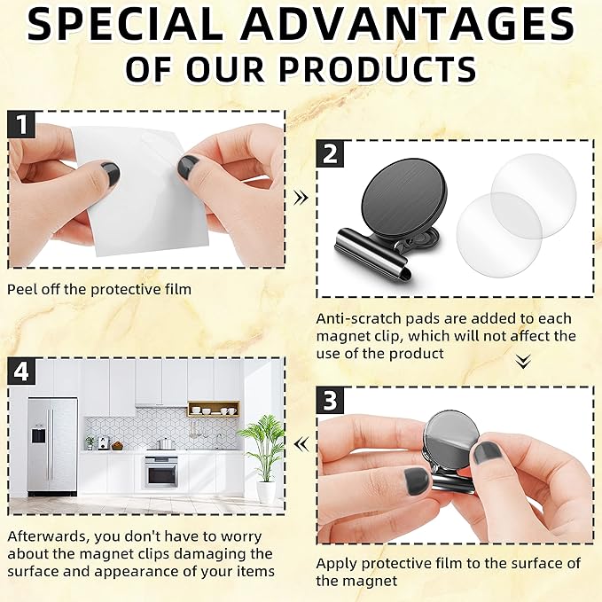 Grtard 6 Pack Magnetic Clips Heavy Duty, Magnet Clips for Fridge, Refrigerator Magnets, Strong Magnetic Clip,Scratch Free Magnets with Clip for Refrigerator, Whiteboard, Classroom, Locker(Black)