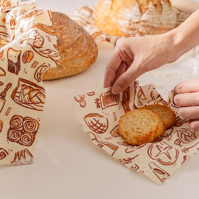 Bee's Wrap Beeswax Wraps for Food - Bakery Lane 3 Pack (S, M, L) Made in USA Reusable & Organic Food Wraps, Sandwich Wrap & Bowl Covers - Eco-Friendly Alternative to Aluminum Foil & Plastic Wrap-NeatNest