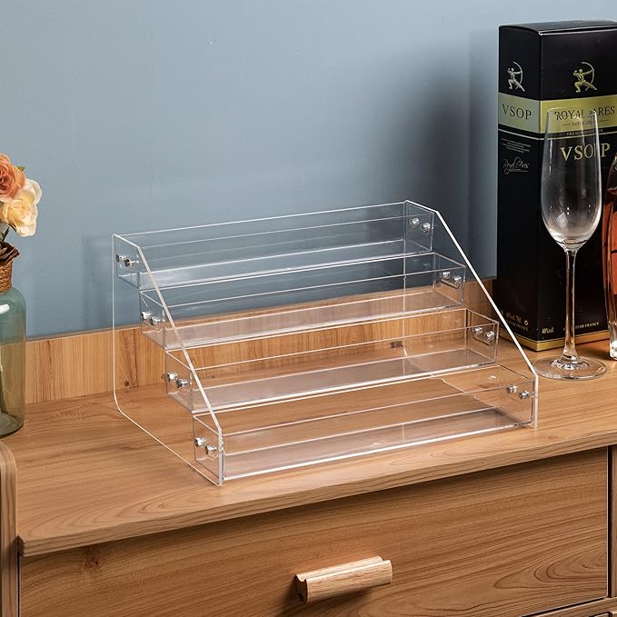Acrylic Spice Rack, Tiered Spice Rack Shelf Seasoning Organizer for Countertop, Cabinet, Pantry, Kitchen Storage - 4 Tier-NeatNest