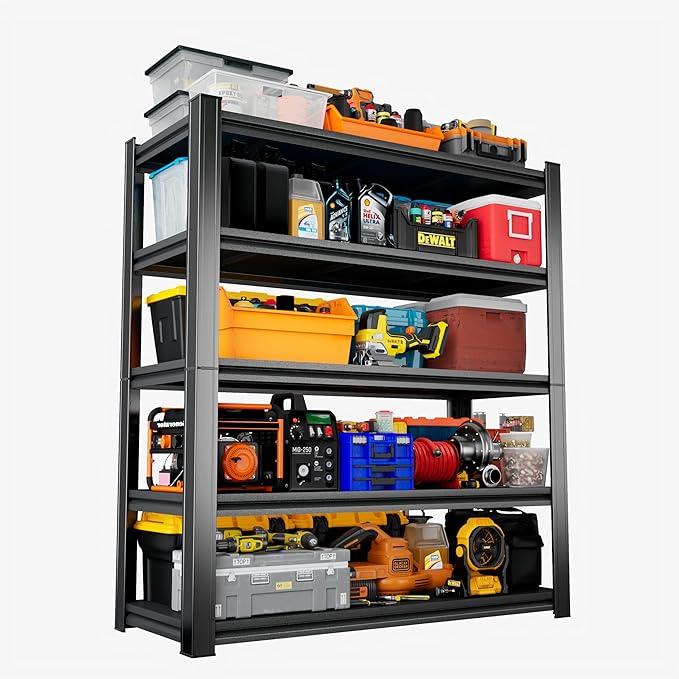 Heavy Duty 5-Tier Shelving Unit 2750LBS Capacity - Adjustable Steel Garage Shelves for Warehouse, Basement Storage(71''H x 39.4''W x 17.7''D)-NeatNest