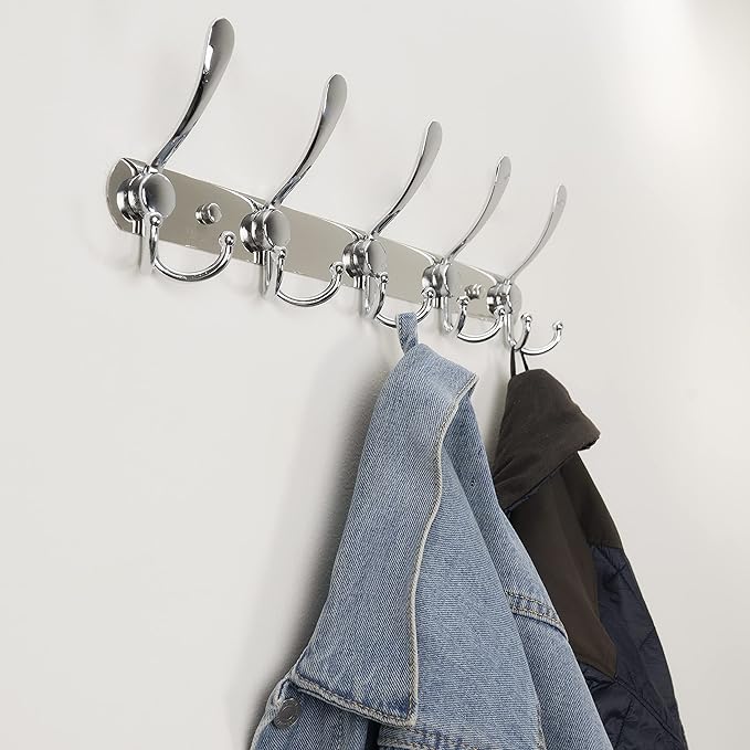 GlazieVault Coat Rack Wall Mount - Stainless Steel Coat Hooks (2 Pack) - Heavy Duty Wall Hooks for Clothes & Accessories-NeatNest