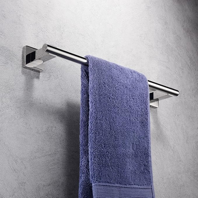 Miyili Bathroom Single Towel Bar 15.75-Inch Stainless Steel Towel Rack Bath Towel Hanger Wall Mount Polished Finish, A02C40A