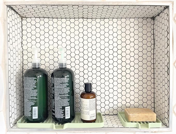 Happitasa Silicone Soap Dish Tray and Sponge Holder with Drain Chute, Pack of 2 | Bathroom and Kitchen Sink Organizer Caddy (Black, 5.2"x4", 7.2 Ounces)-NeatNest