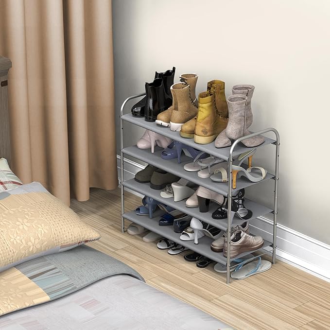 Simple Houseware 4-Tier Shoe Rack Storage Organizer 20-Pair, Grey-NeatNest
