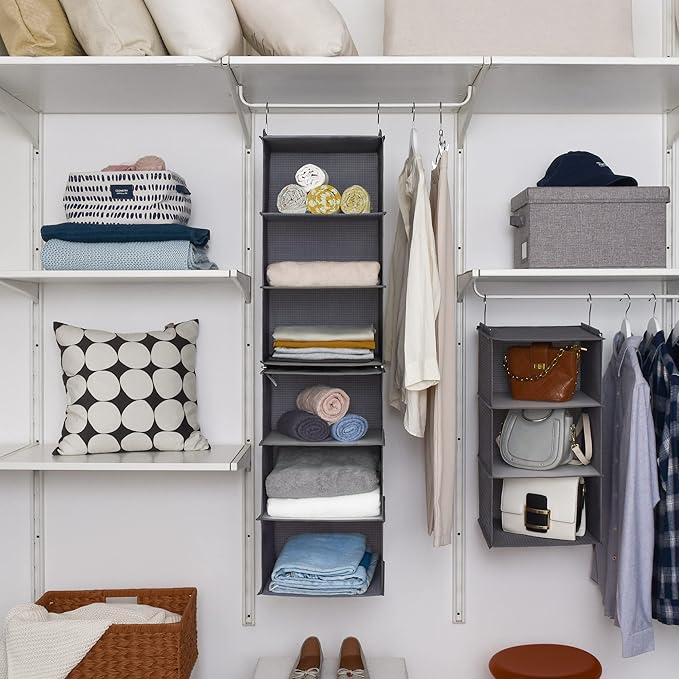 GRANNY SAYS 6-Shelf Hanging Organizer for Closet, Separable to 2 Pack 3-Shelf Hanging Shelves, Hanging Organizer for Bedroom, Ash Gray-NeatNest
