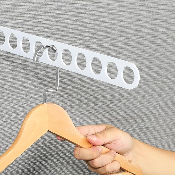 Alise Wall Mounted Clothes Drying Racks with 12 Hanging Holes,Adjustable Clothes Hanger Rack Space Saving for Laundry Closet Bathroom Bedroom,Stainless Steel Garment Racks,White