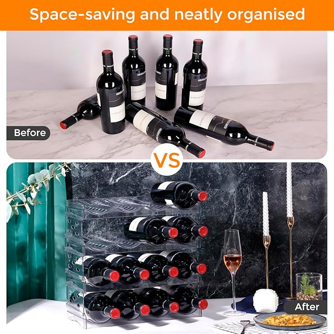 BoxedHome Plastic Water Bottle Organizer and Wine Rack Storage Holder for Inside Cabinet, Kitchen Countertop, Table Top, Pantry, Bars, Cabinets, Fridge - Clear (4 Tier 16 Containers)-NeatNest