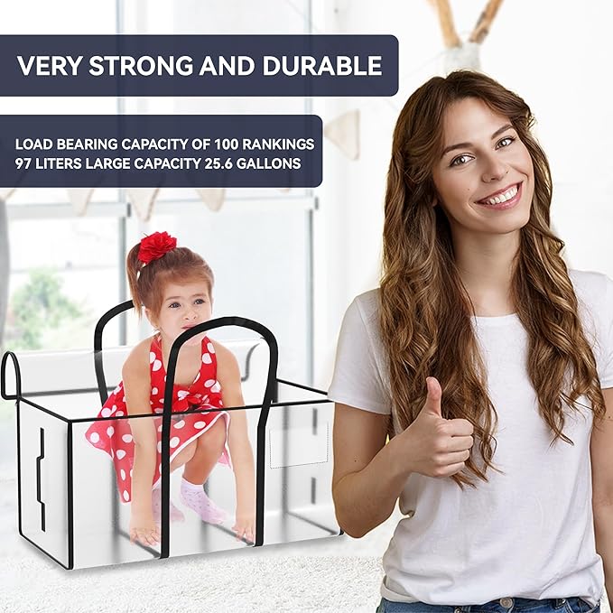 CONGREGATE 8 Pack Extra Large Moving Bags with Zippers & Carrying Handles, Heavy-Duty Storage Tote Moving Boxes for Space Saving，Fold Flat, Alternative to Moving Box (Semi-Transparent)-NeatNest