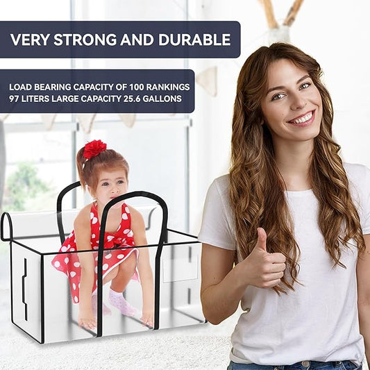 CONGREGATE 8 Pack Extra Large Moving Bags with Zippers & Carrying Handles, Heavy-Duty Storage Tote Moving Boxes for Space Saving，Fold Flat, Alternative to Moving Box (Semi-Transparent)-NeatNest